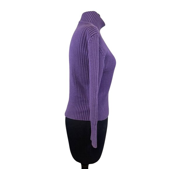 J Jill Size Xsmall Purple Ribbed Turtleneck Sweater Buttons at Neck - Picture 7 of 7